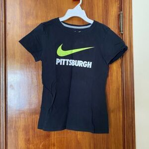 Pittsburgh Nike Tee Short Sleeve Slim Fit T-Shirt Black Neon Green Pennsylvania